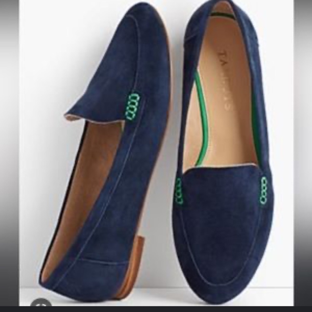Talbots loafers navy suede flats shoes Size 6,5
Brand New preppy